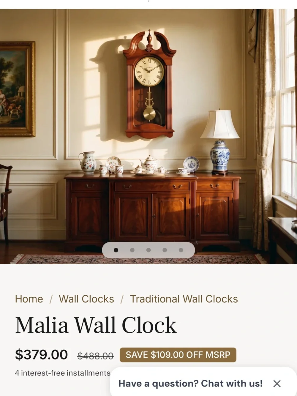 Howard Miller Wall Pendulum Clock in Rich Mahogany